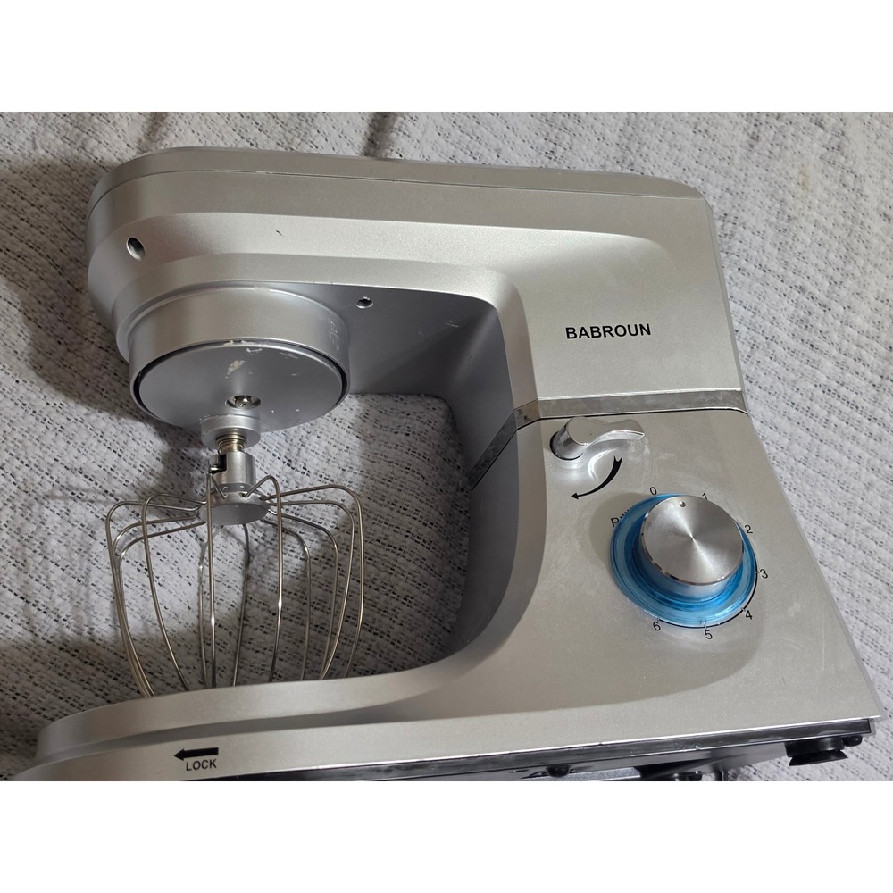 Babroun‎ SM-1507 Stand Mixer 660W 6-Speed Tilt-Head Silver with Whisk Attachment